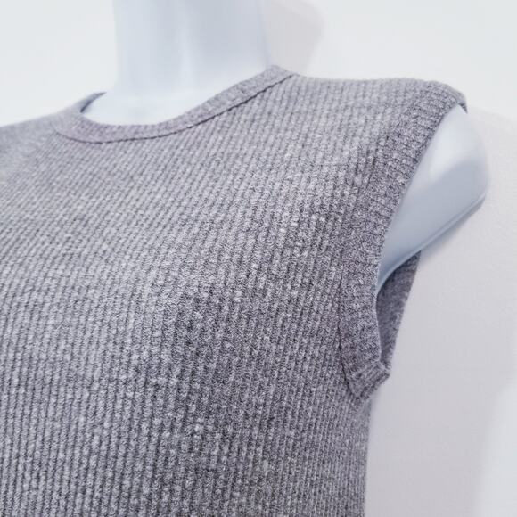 Enzo Costa Ribbed Knit Mini Dress Sleeveless Crewneck - Picture 13 of 14